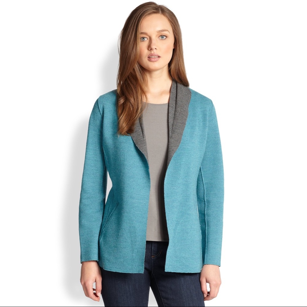 Eileen Fisher Contrast-Facing Felted Merino Jacket